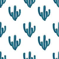 Cartoon doodle cactus seamless pattern. Floral background. Cute cartoon tropical element. vector