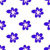Cute cartoon polka dot flowers in flat style seamless pattern. Floral childlike style background. vector