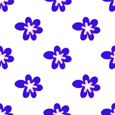 Cute cartoon polka dot flowers in flat style seamless pattern. Floral childlike style background.