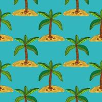 Tropical summer background with palm trees, floral seamless pattern. vector