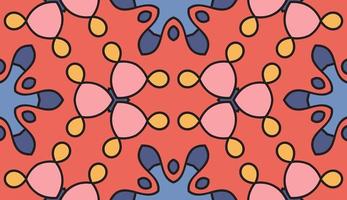 Abstract colorful doodle geometric flower seamless pattern. Floral background. Kaleidoscope mosaic, geo tile of thin line ornament. vector
