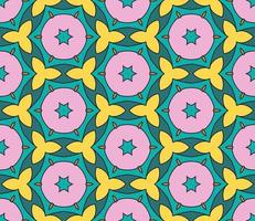 Abstract colorful doodle geometric flower seamless pattern. Floral background. Kaleidoscope mosaic, geo tile of thin line ornament. vector