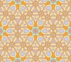 Abstract colorful doodle geometric flower seamless pattern. Floral background. Kaleidoscope mosaic, geo tile of thin line ornament. vector