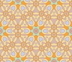 Abstract colorful doodle geometric flower seamless pattern. Floral background. Kaleidoscope mosaic, geo tile of thin line ornament. vector