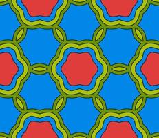 Abstract colorful doodle geometric flower seamless pattern. Floral background. Kaleidoscope mosaic, geo tile of thin line ornament. vector
