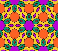 Abstract colorful doodle geometric flower seamless pattern. Floral background. Kaleidoscope mosaic, geo tile of thin line ornament. vector
