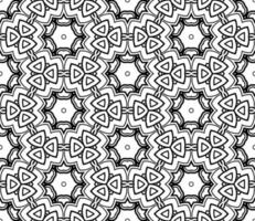 Abstract colorful doodle geometric flower seamless pattern. Floral background. Kaleidoscope mosaic, geo tile of thin line ornament. vector