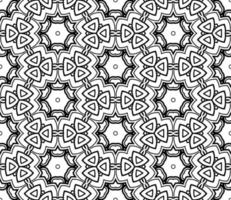 Abstract colorful doodle geometric flower seamless pattern. Floral background. Kaleidoscope mosaic, geo tile of thin line ornament. vector