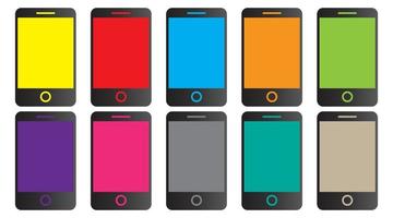 colorido icono de vector de teléfono inteligente. colección de teléfonos inteligentes android. pantalla de teléfono inteligente móvil o teléfono celular moderno