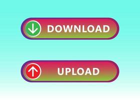 Download and upload button in 3d style with arrow symbols.  Vector illustration for downloading and uploading documents.