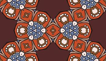 Abstract colorful doodle geometric flower seamless pattern. Floral background. Mosaic, geo tile of thin line ornament. vector