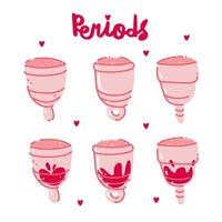 Hand drawn vector set of menstrual cups