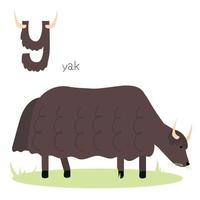 Animals alphabet. Y for yak. Flat vector illustration on white background