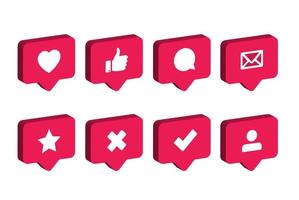 3D Speech Bubble Set With Different Social media Icons vector