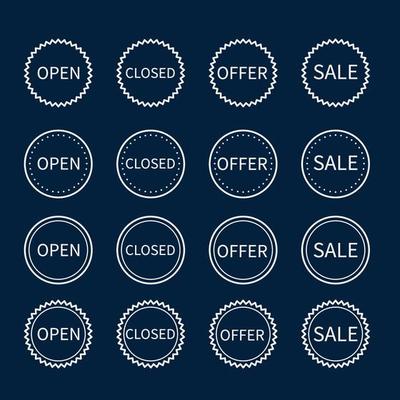 open offer sale icon set monoline vector