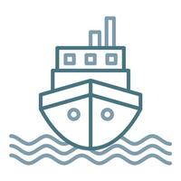 icono de línea de barco de dos colores vector