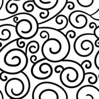 Abstract hand drawn doodle thin line wavy seamless pattern. Curly linear messy background. vector