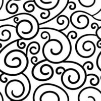 Abstract hand drawn doodle thin line wavy seamless pattern. Curly linear messy background. vector