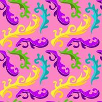 Colorful abstract seamless pattern with organic shapes, floral curls, leaves. vector