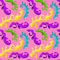 Colorful abstract seamless pattern with organic shapes, floral curls, leaves. vector