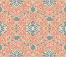 Abstract colorful doodle geometric flower seamless pattern. Floral background. Mosaic, geo tile of thin line ornament. vector