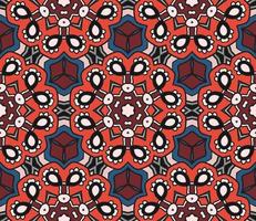 Abstract colorful doodle geometric flower seamless pattern. Floral background. Mosaic, geo tile of thin line ornament. vector