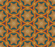 Abstract colorful doodle geometric flower seamless pattern. Floral background. Kaleidoscope mosaic, geo tile of thin line ornament. vector