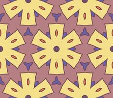 Abstract colorful doodle geometric flower seamless pattern. Floral background. Kaleidoscope mosaic, geo tile of thin line ornament. vector