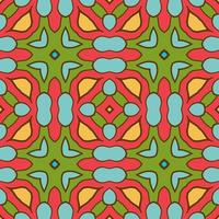 Abstract colorful doodle geometric flower seamless pattern. Floral background. Kaleidoscope mosaic, geo tile of thin line ornament. vector