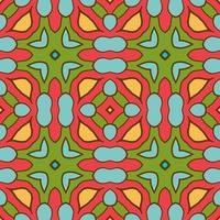 Abstract colorful doodle geometric flower seamless pattern. Floral background. Kaleidoscope mosaic, geo tile of thin line ornament. vector