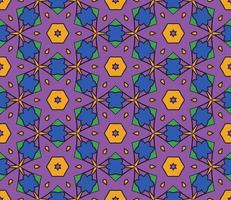 Abstract colorful doodle geometric flower seamless pattern. Floral background. Kaleidoscope mosaic, geo tile of thin line ornament. vector