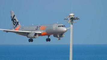 Airbus 320 approaching over ocean video