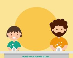 COVID-19 CRISIS. Wash your hand 20 sec. and always wear face mask, keep distancing for protection from virus concept, cartoon vector style for your design