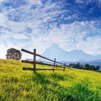 Wooden Fence - Beautiful Meadow Blanketed with Wildflowers photo