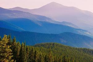 Beautiful sunset in the Carpathian Mountains photo