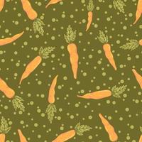 Cartoon carrot vector seamless pattern. Vegetable, healthy vegan food background. Easter theme texture.