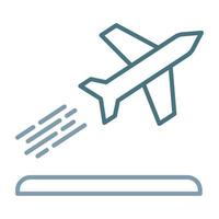 Plane Departure Line Two Color Icon vector