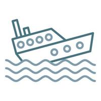 Boat Sink Line Two Color Icon vector