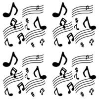 seamless background music notes black white background vector