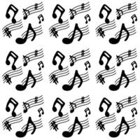 seamless background music notes black white background vector