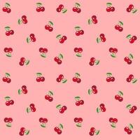 cherry pattern seamless background on pink background vector