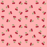 cherry pattern seamless background on pink background vector