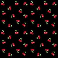 cherry pattern seamless background on black background vector