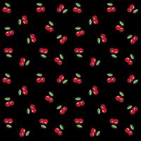 cherry pattern seamless background on black background vector