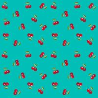 cherry pattern seamless background on green background vector