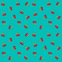 cherry pattern seamless background on green background vector