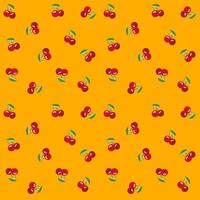 cherry pattern seamless background on yellow background vector