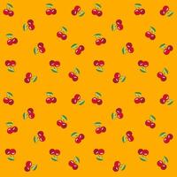 cherry pattern seamless background on yellow background vector