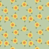 sunflower flower seamless background on the green vector