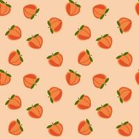 Seamless background with peach pattern on a cute orange background. vector